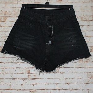 Korean Black Denim Highwaisted Shorts
